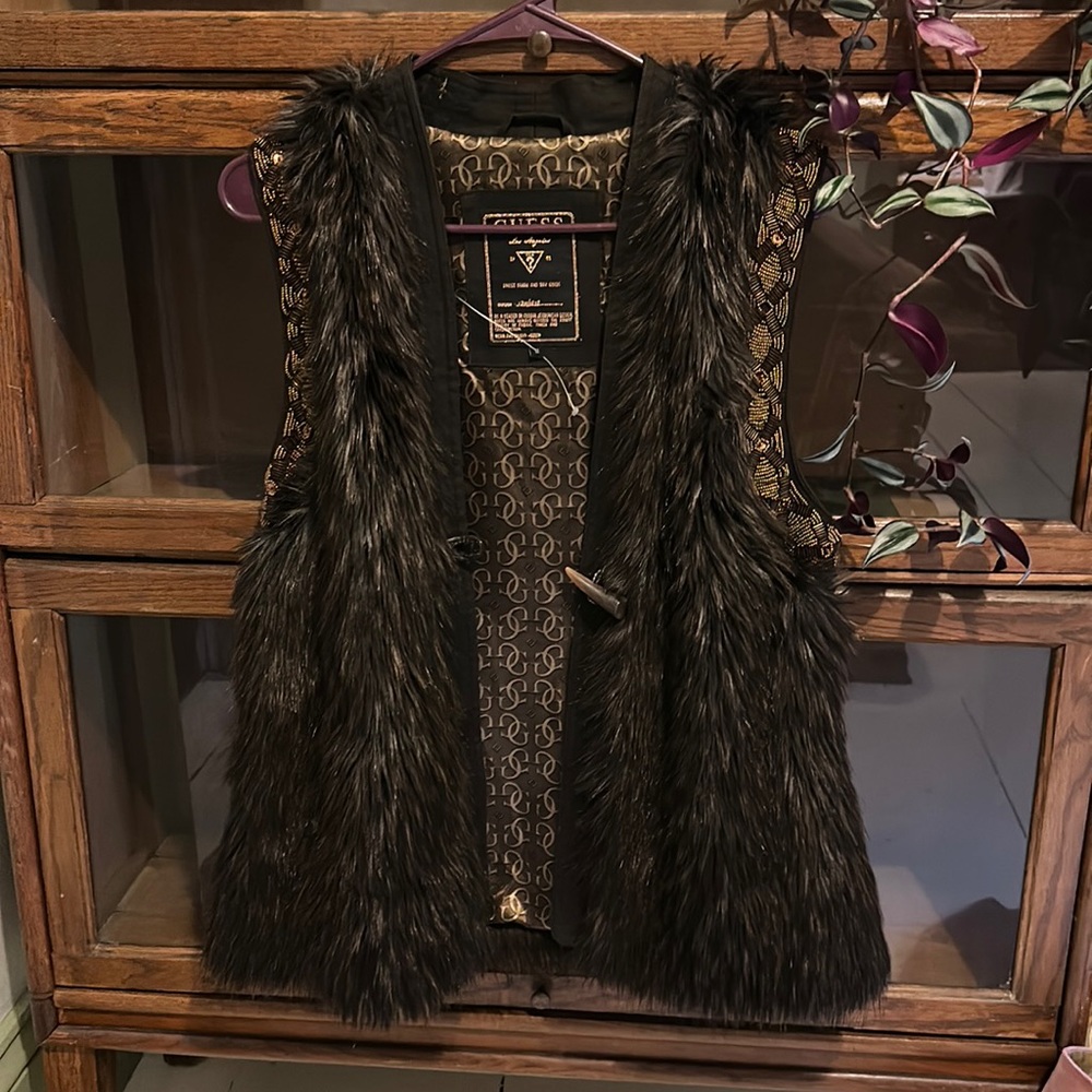 NWOT Fur GUESS vest